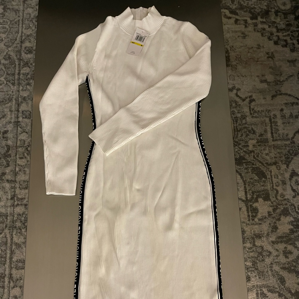 Brand new white Michael Kors form fitted knit dress